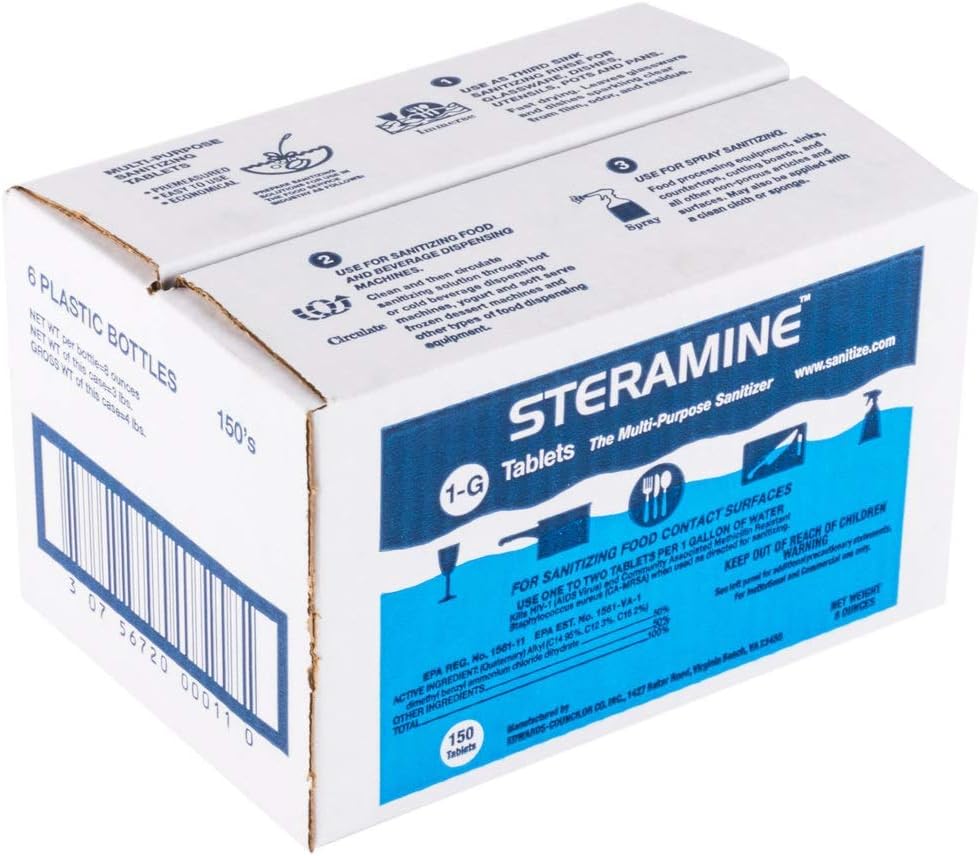 Edwards-Councilor S150E48 Steramine Sanitizer Tablets (Sanitabs) 150 Count Bottle.