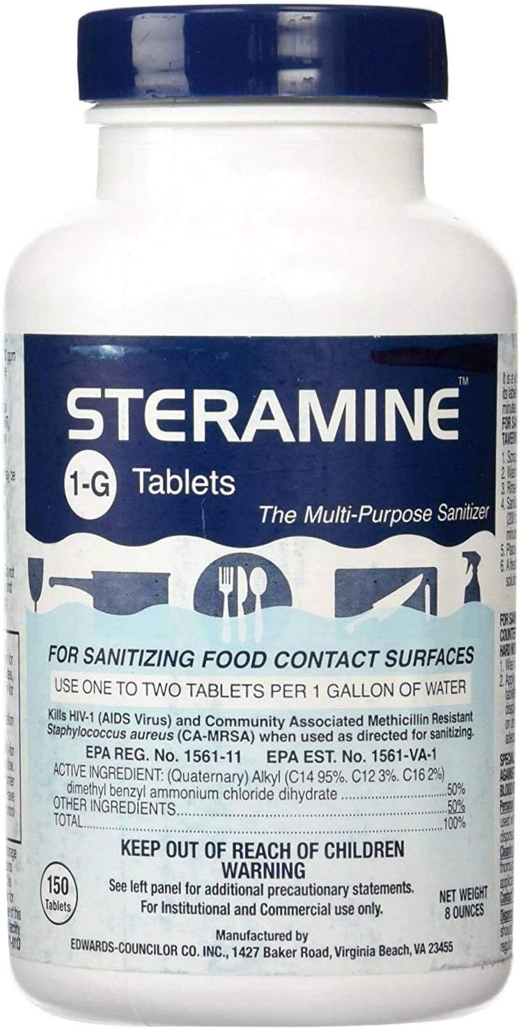 Edwards-Councilor S150E48 Steramine Sanitizer Tablets (Sanitabs) 150 Count Bottle.