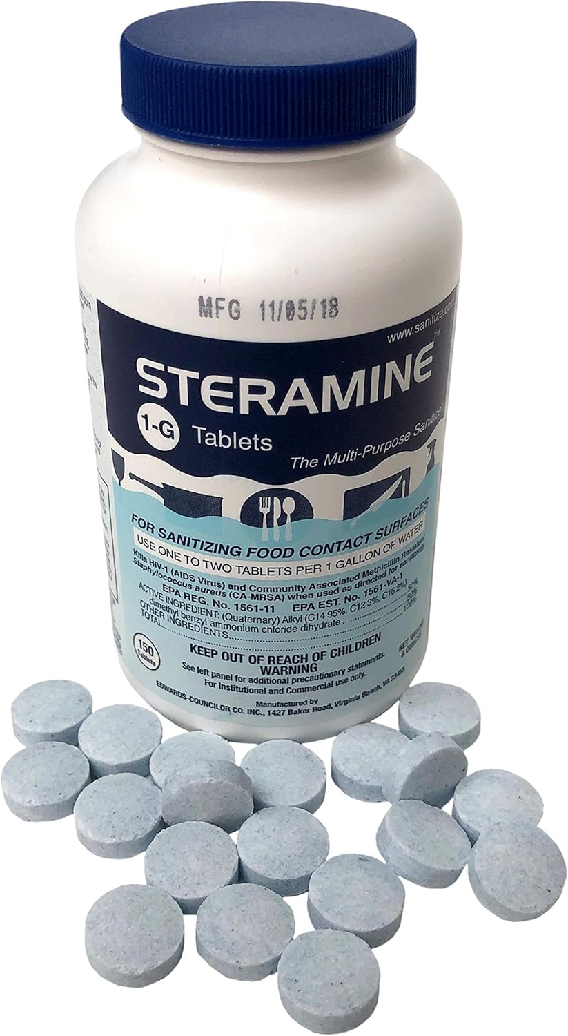 Edwards-Councilor S150E48 Steramine Sanitizer Tablets (Sanitabs) 150 Count Bottle.