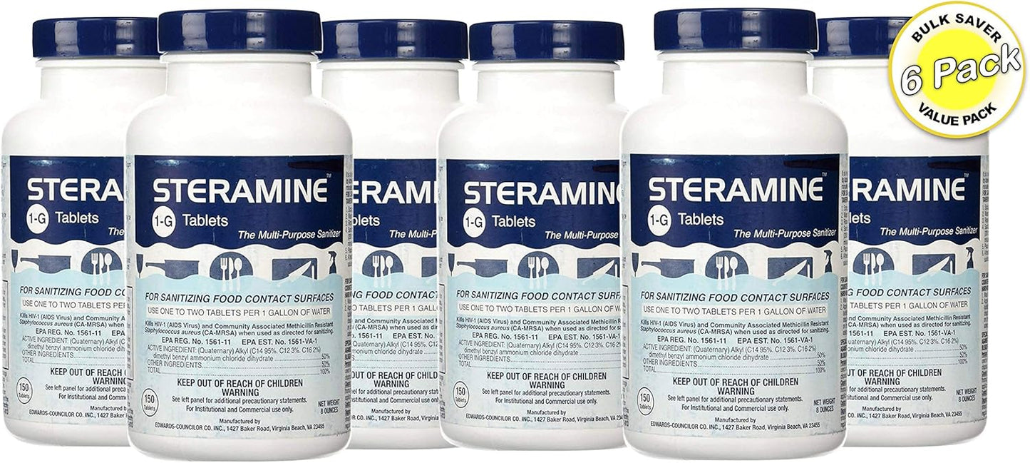 Edwards-Councilor S150E48 Steramine Sanitizer Tablets (Sanitabs) 150 Count Bottle.