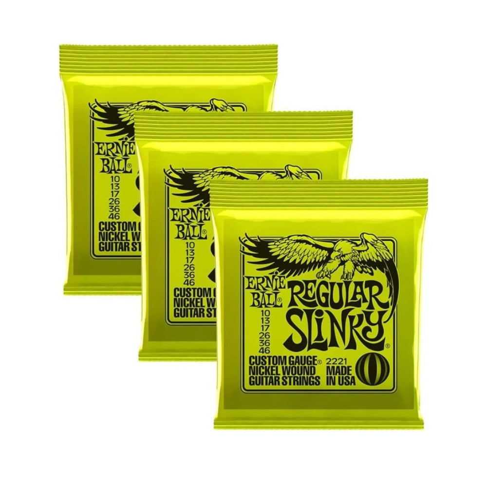 Ernie Ball 2221 Nickel Regular Slinky Electric Guitar Strings 3 Pack
